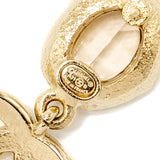 Chanel Pearl CC Logo Drop Earrings Crystal Light Gold Tone