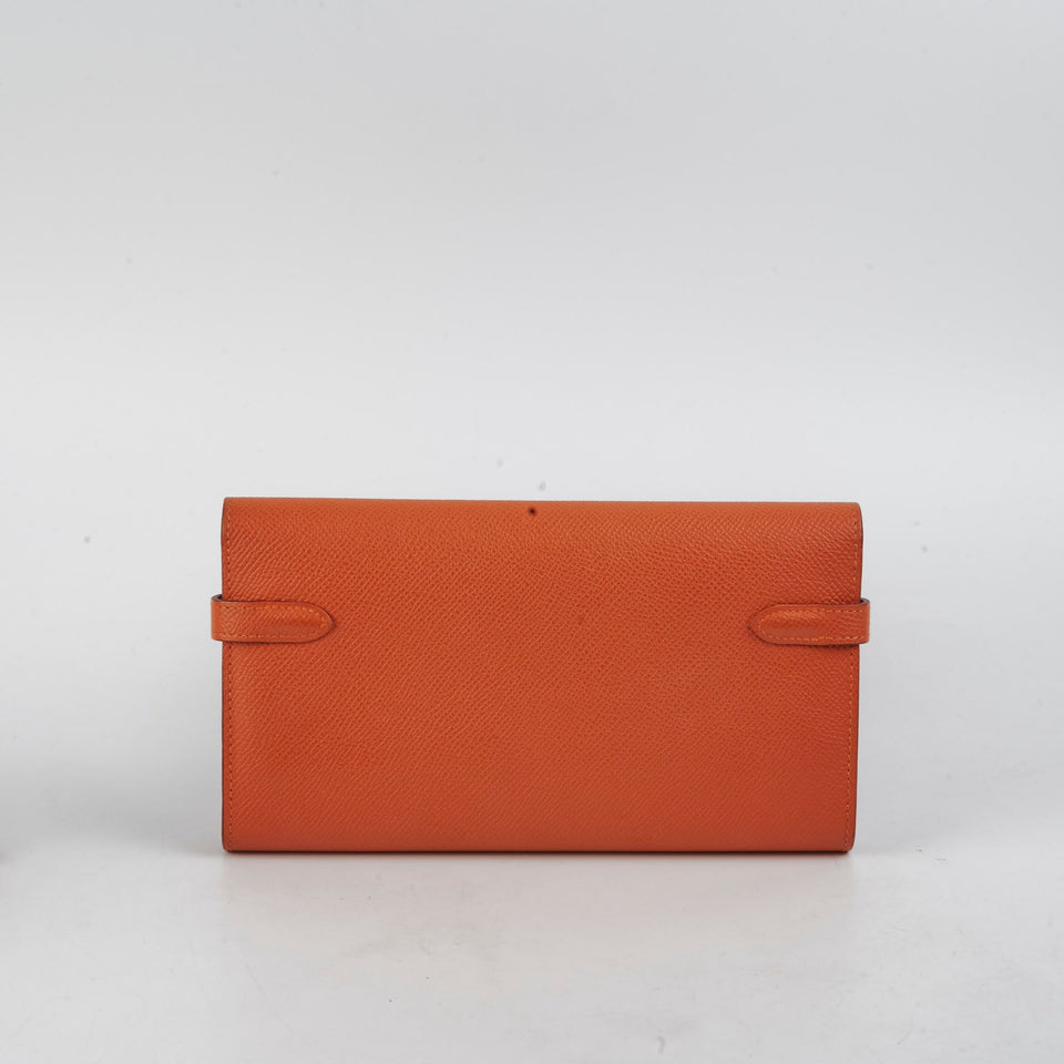 Hermes Kelly Long Wallet Orange Epsom
