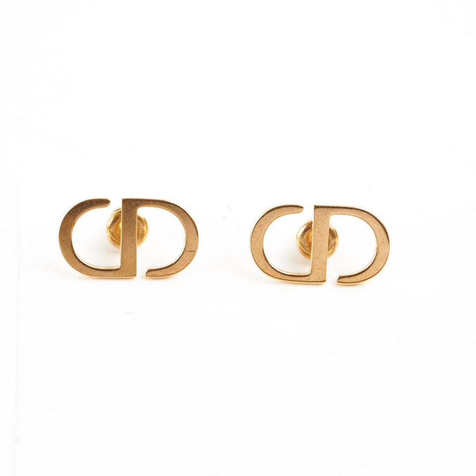 Christian Dior CD Logo Gold Earrings Costume Jewellery