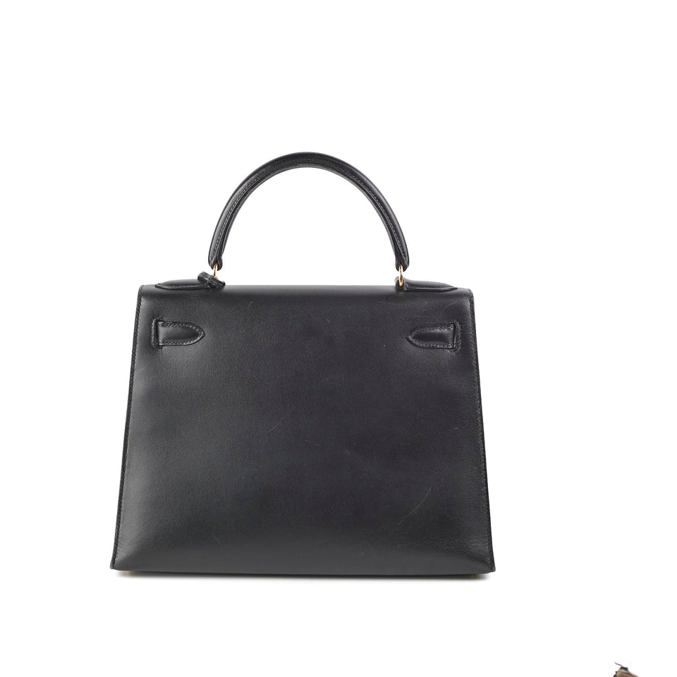 Hermes Kelly 28 Box Calf Black - Z Circle Stamp 1996