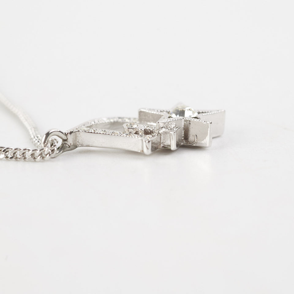 Dior Oblique Star Pendant Necklace Silver with White Crystals