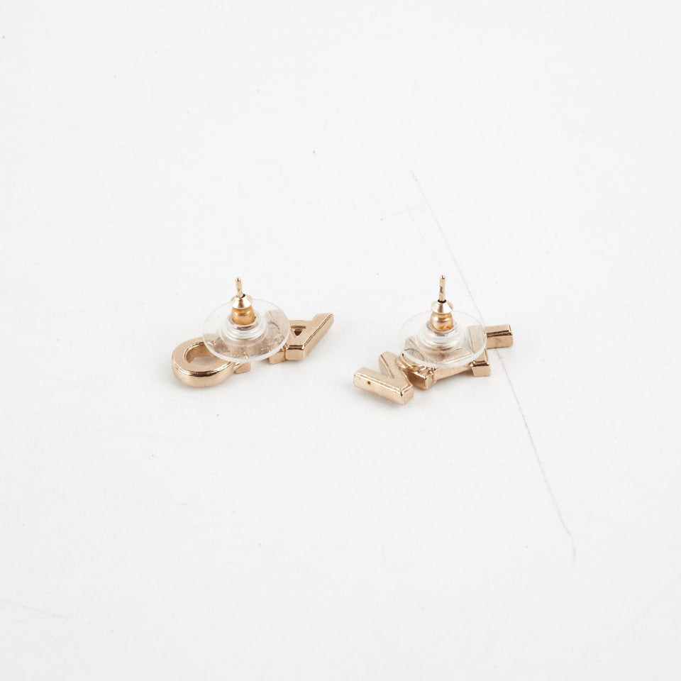 Chanel Logo Cha-Nel Crsytal Earrings Costume Jewellery