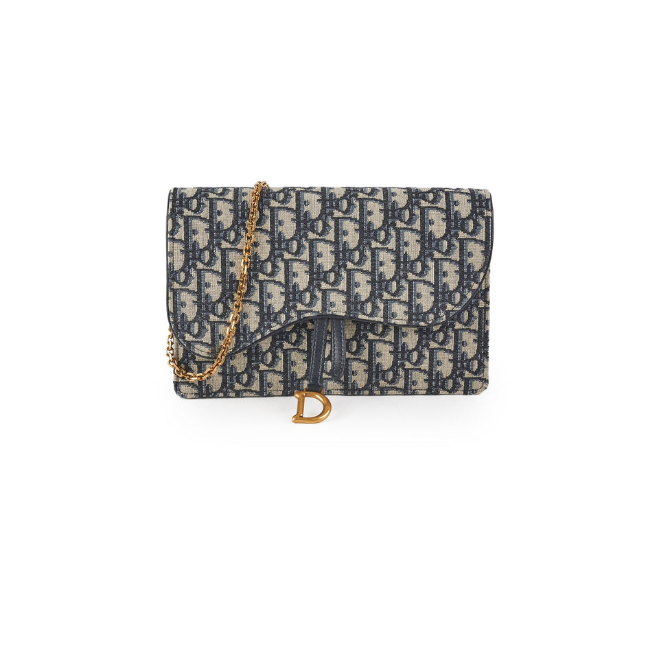 Christian Dior Saddle Oblique Wallet On Chain