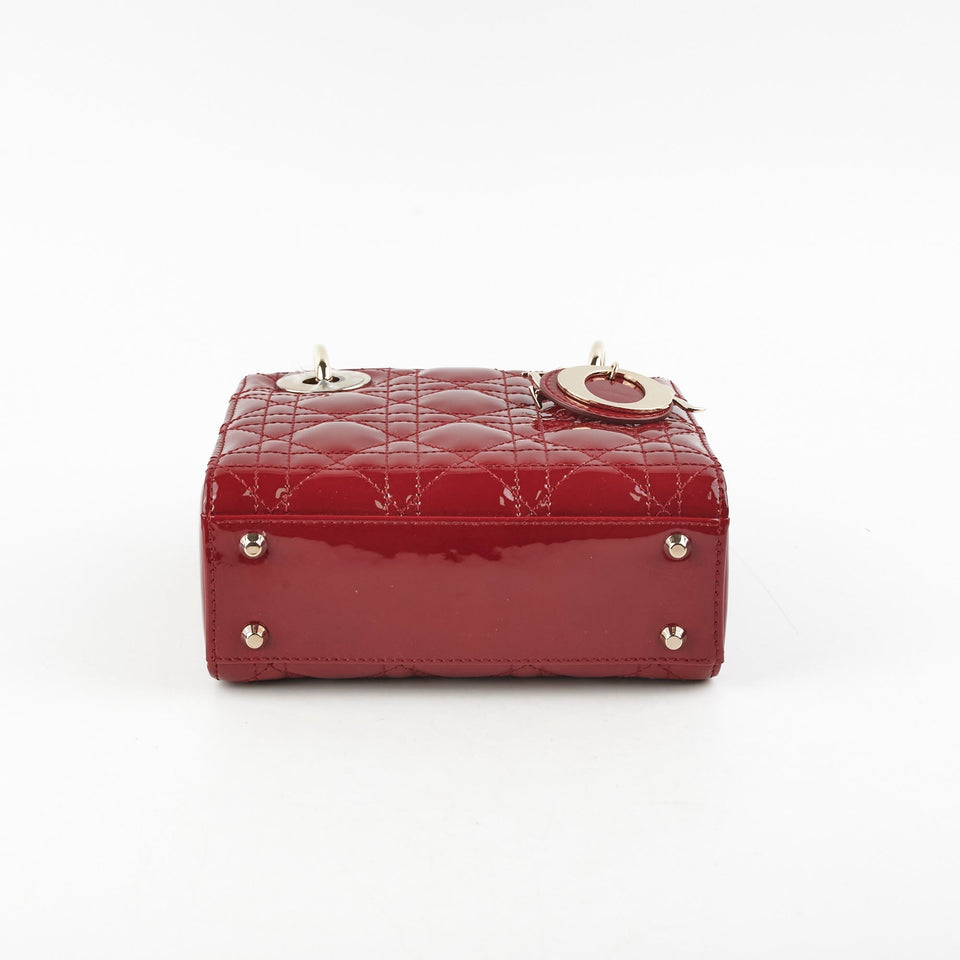 Christian Dior Lady Dior Mini Patent Red