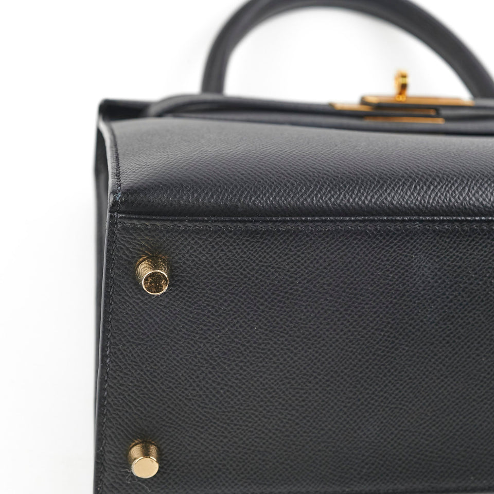 Hermes Kelly 28 Epsom Black D Stamp