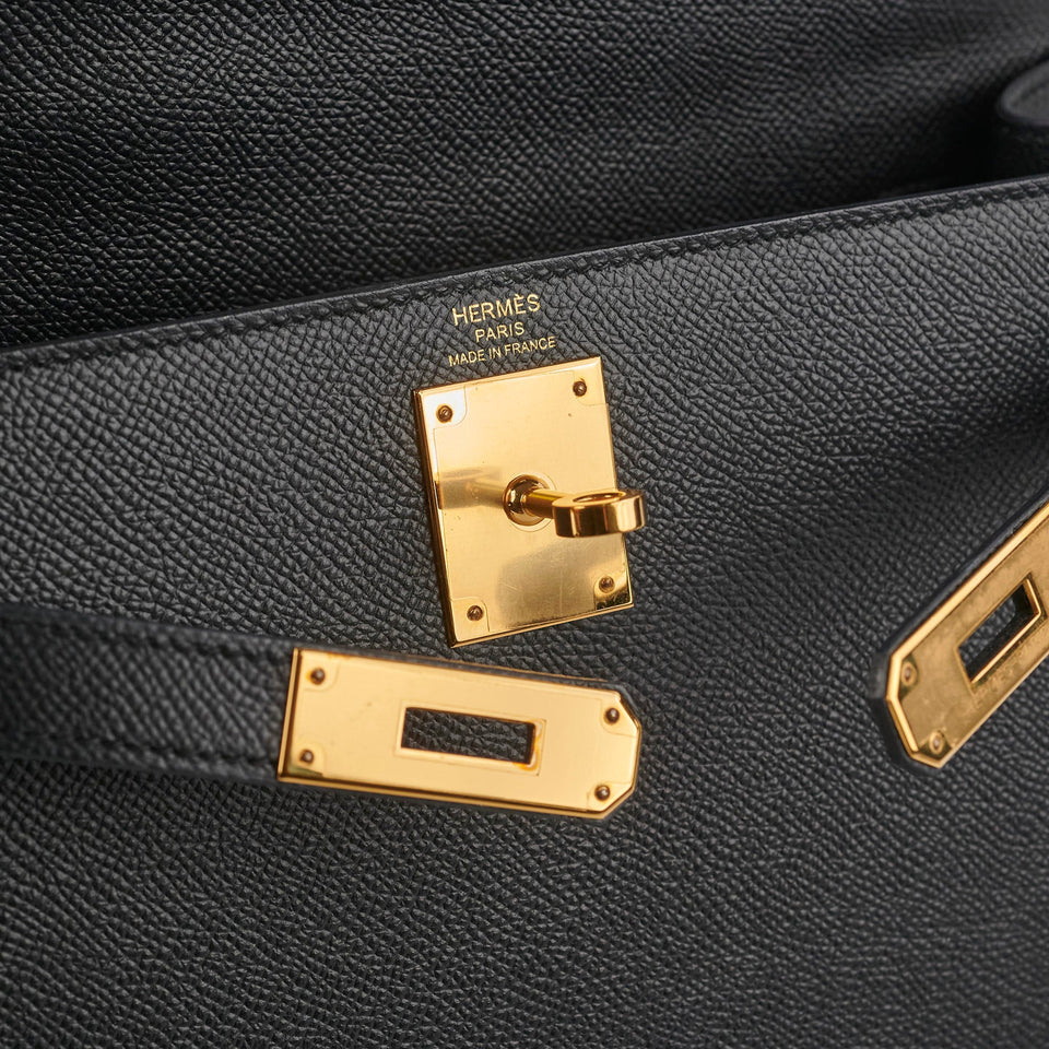 Hermes Kelly 28 Epsom Black D Stamp