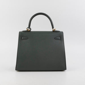Hermes Kelly 25 Epsom Sellier Vert Armande - Z Stamp