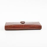 Hermes Bearn Croc Wallet Brown - Stamp K