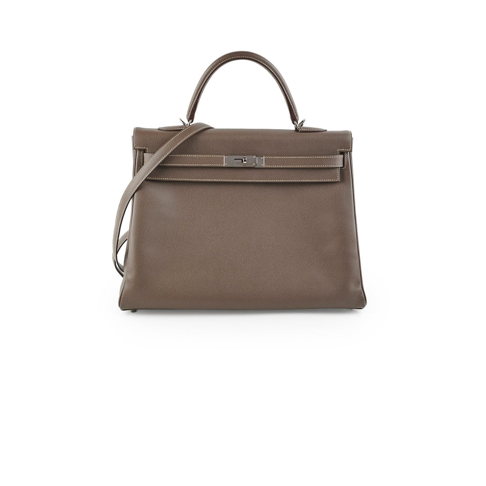 Hermes Kelly 35 Etoupe - P Square Stamp