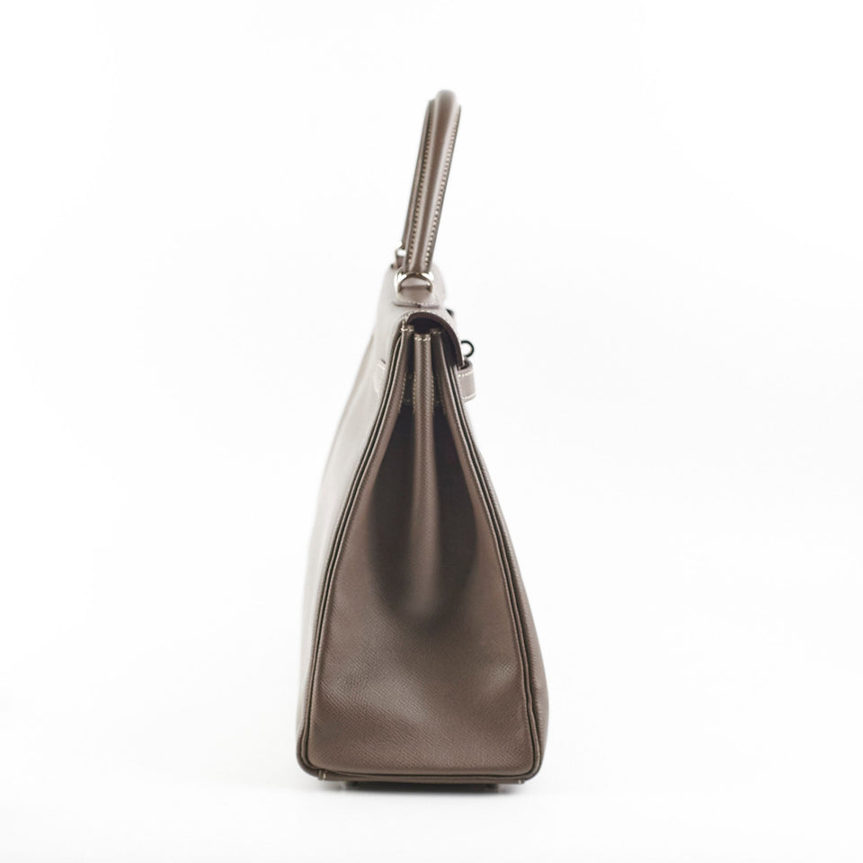 Hermes Kelly 35 Etoupe - P Square Stamp