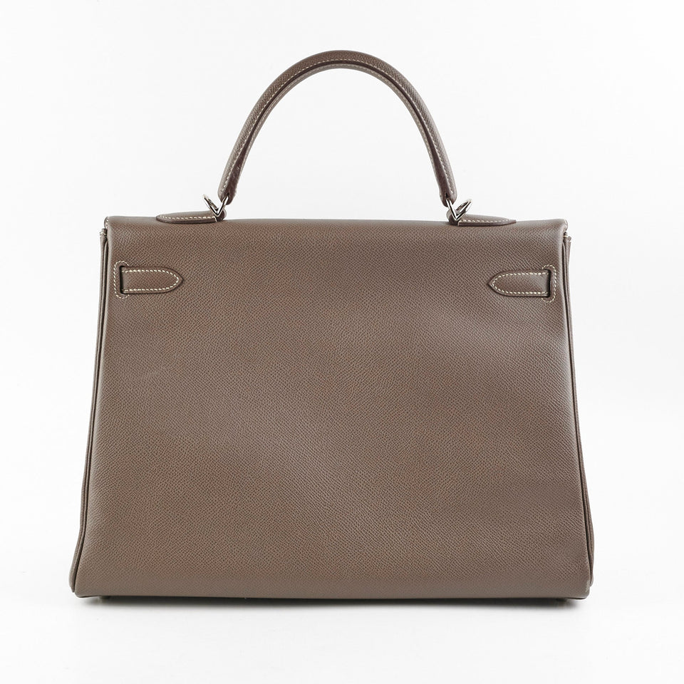 Hermes Kelly 35 Etoupe - P Square Stamp