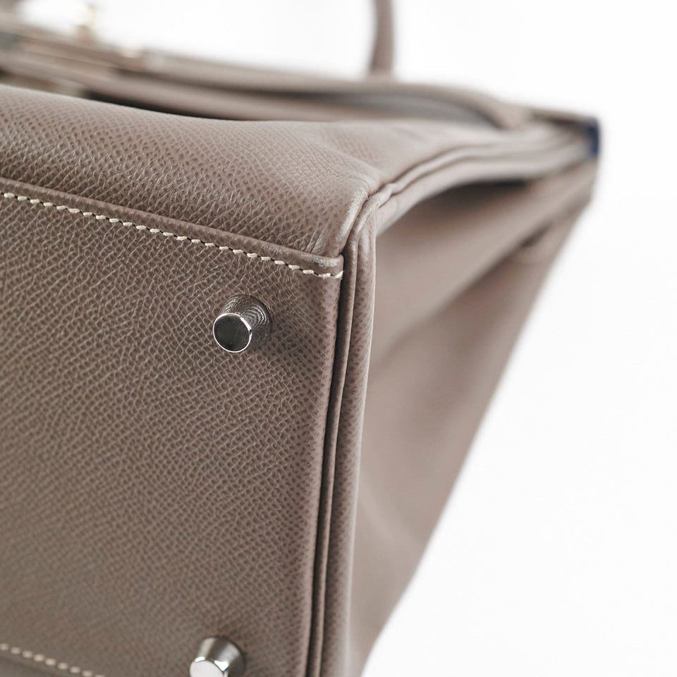 Hermes Kelly 35 Etoupe - P Square Stamp
