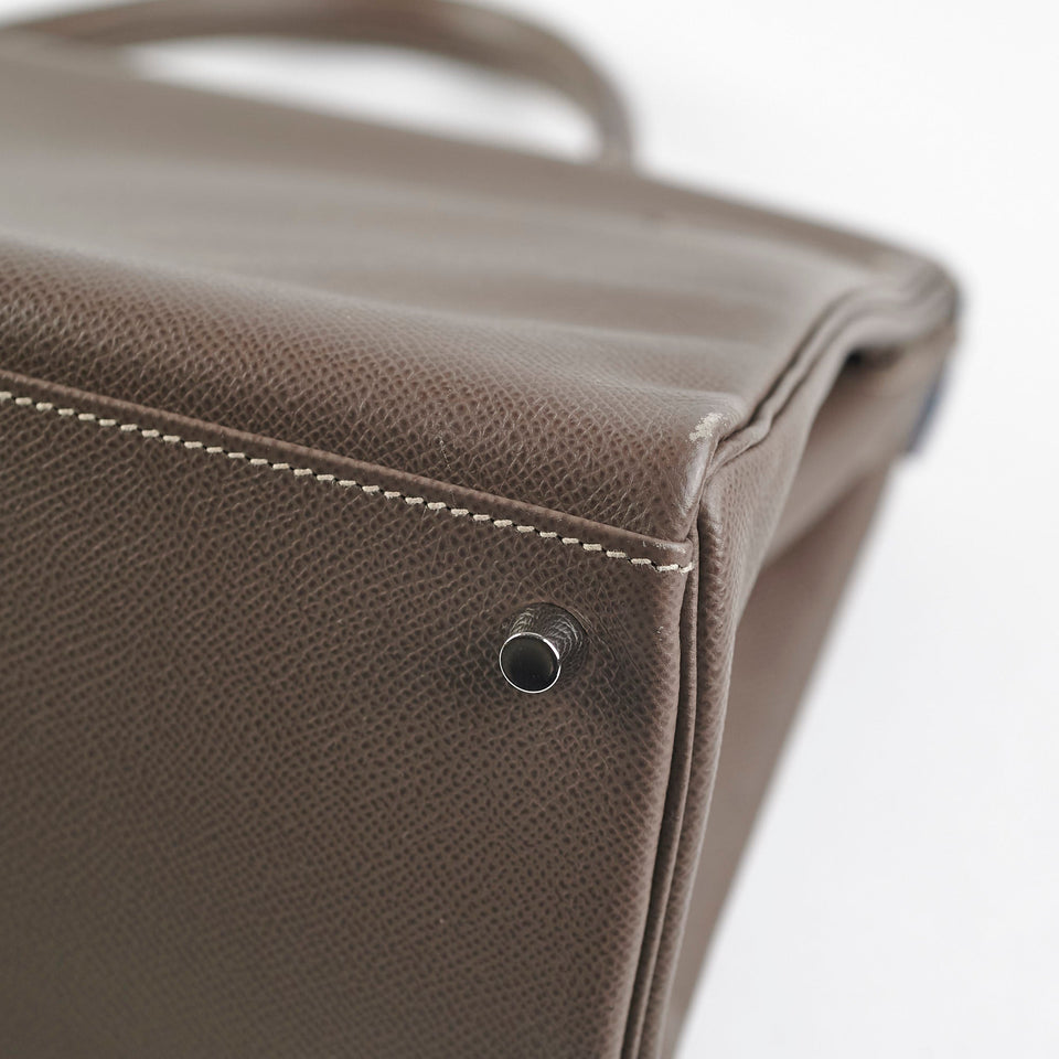 Hermes Kelly 35 Etoupe - P Square Stamp