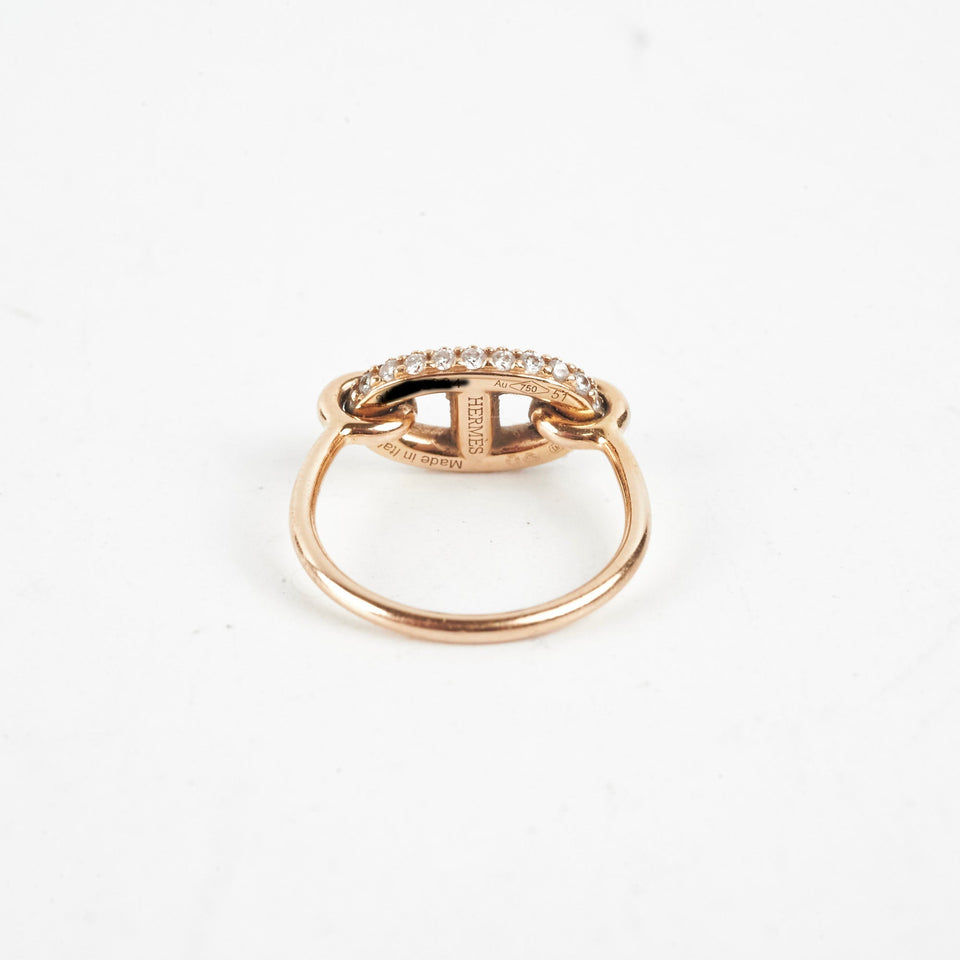 Hermes Farandole Ring Size 51 Rose Gold with Diamonds