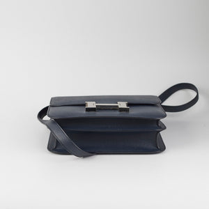 Hermes 24 Constance Epsom Blue Indigo  Stamp X
