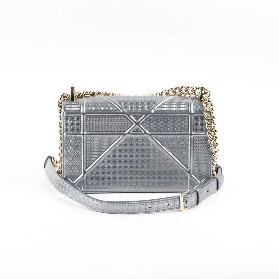 Christian Dior Micro Cannage Medum Diorama Metallic Silver