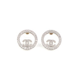 Chanel Round Rhinestone Logo Earrings Costume Jewellery