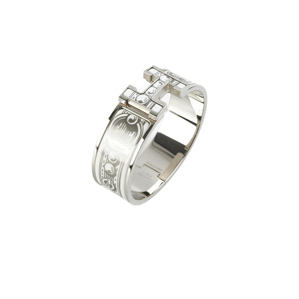 Hermes Clic H Bracelet Size GM  Platine/Blanc