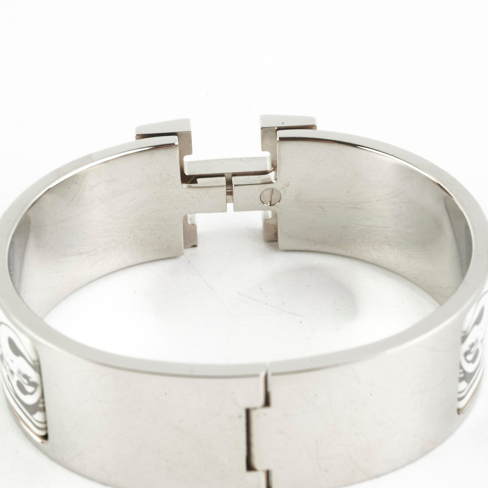 Hermes Clic H Bracelet Size GM  Platine/Blanc