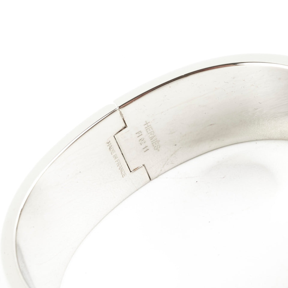 Hermes Clic H Bracelet Size GM  Platine/Blanc