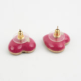 Chanel Pink Heart Logo Earrings Custome Jewellery
