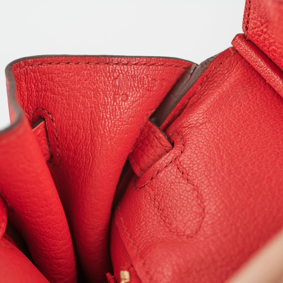 Hermes Birkin 25 Rouge De Coeur C Stamp