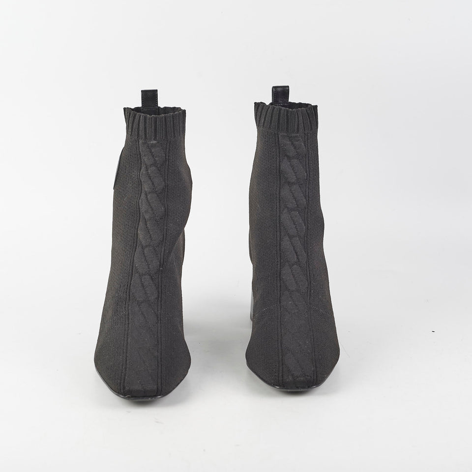 Hermes Black Knit Boots Size 37