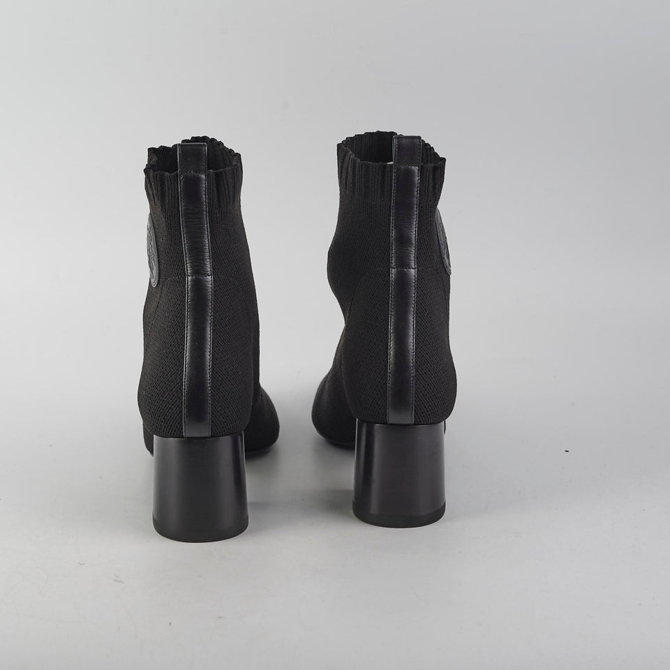 Hermes Black Knit Boots Size 37