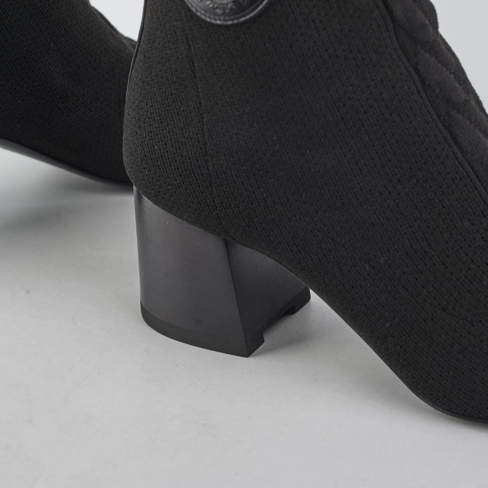 Hermes Black Knit Boots Size 37