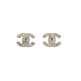 Chanel Coco Logo Rhinestone Silver Earrings Costume Jewellery