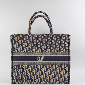 Christian Dior Oblique Book Tote Navy (GW Initials)