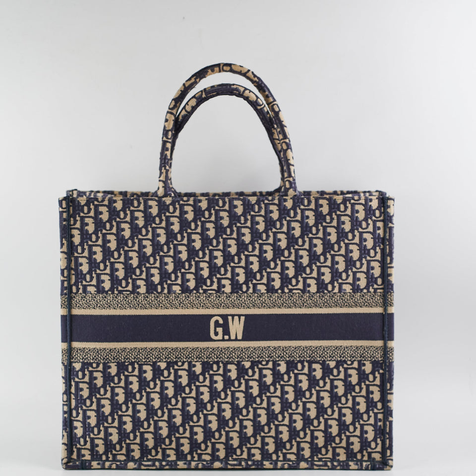 Christian Dior Oblique Book Tote Navy (GW Initials)