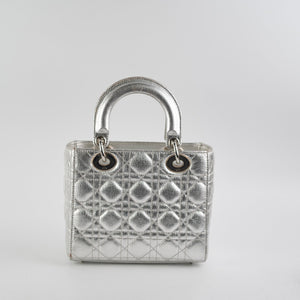 Christian Dior Lady Dior Small Metallic Silver