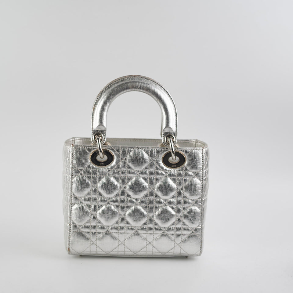 Christian Dior Lady Dior Small Metallic Silver