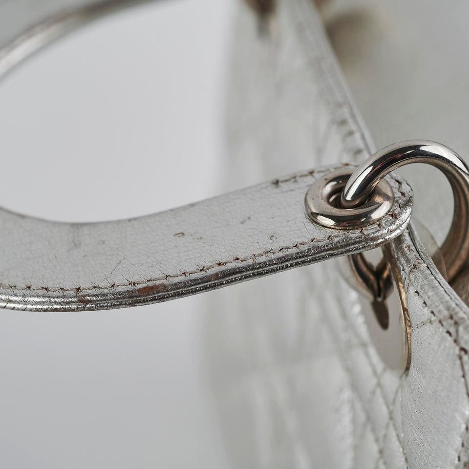Christian Dior Lady Dior Small Metallic Silver