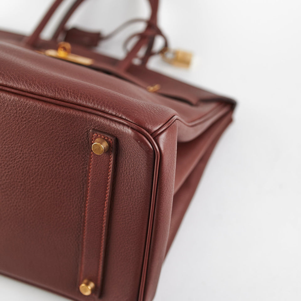 Hermes Birkin 35 Fjord Dark Brown Stamp A Square