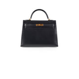 Hermes Kelly 32 Box Calf Black - E Square