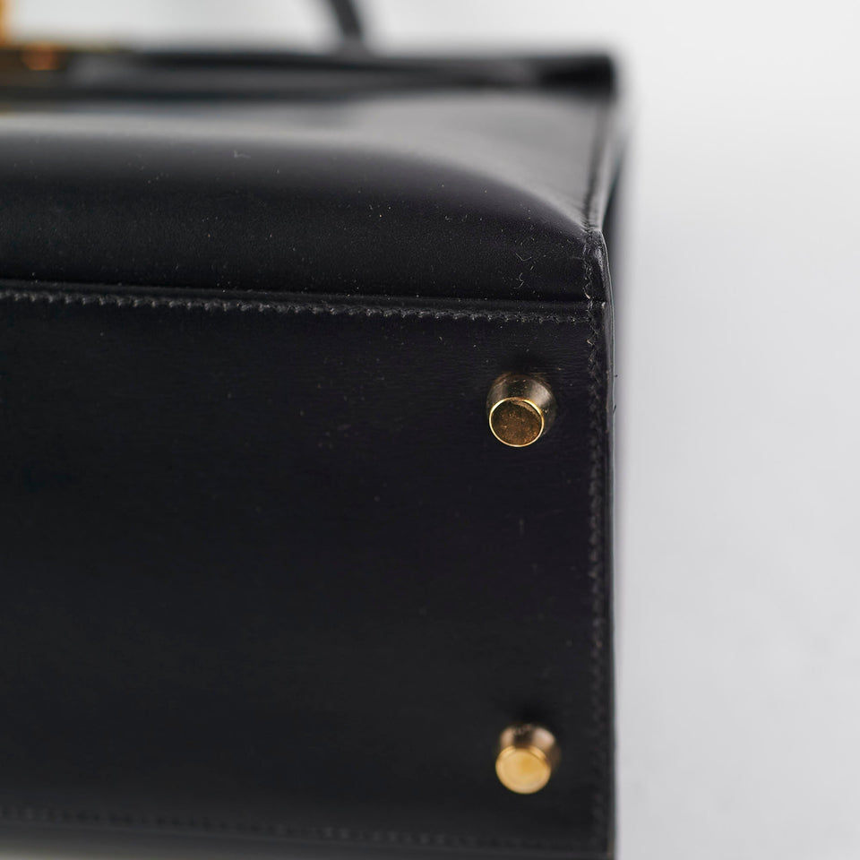 Hermes Kelly 32 Box Calf Black - E Square