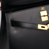 Hermes Kelly 32 Box Calf Black - E Square
