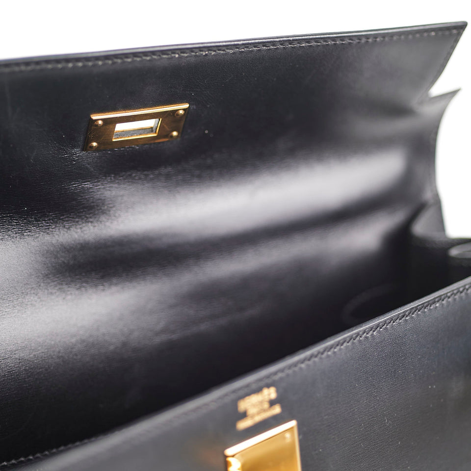 Hermes Kelly 32 Box Calf Black - E Square