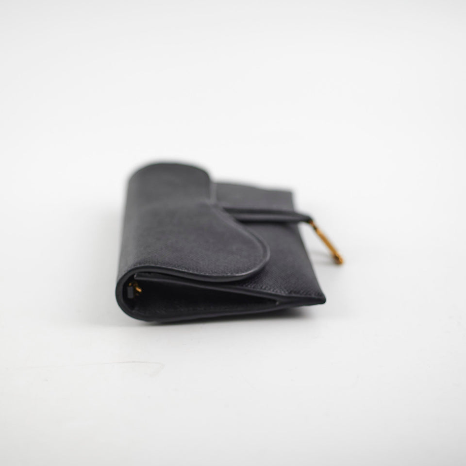 Christian Dior Saddle Wallet with Chain Black