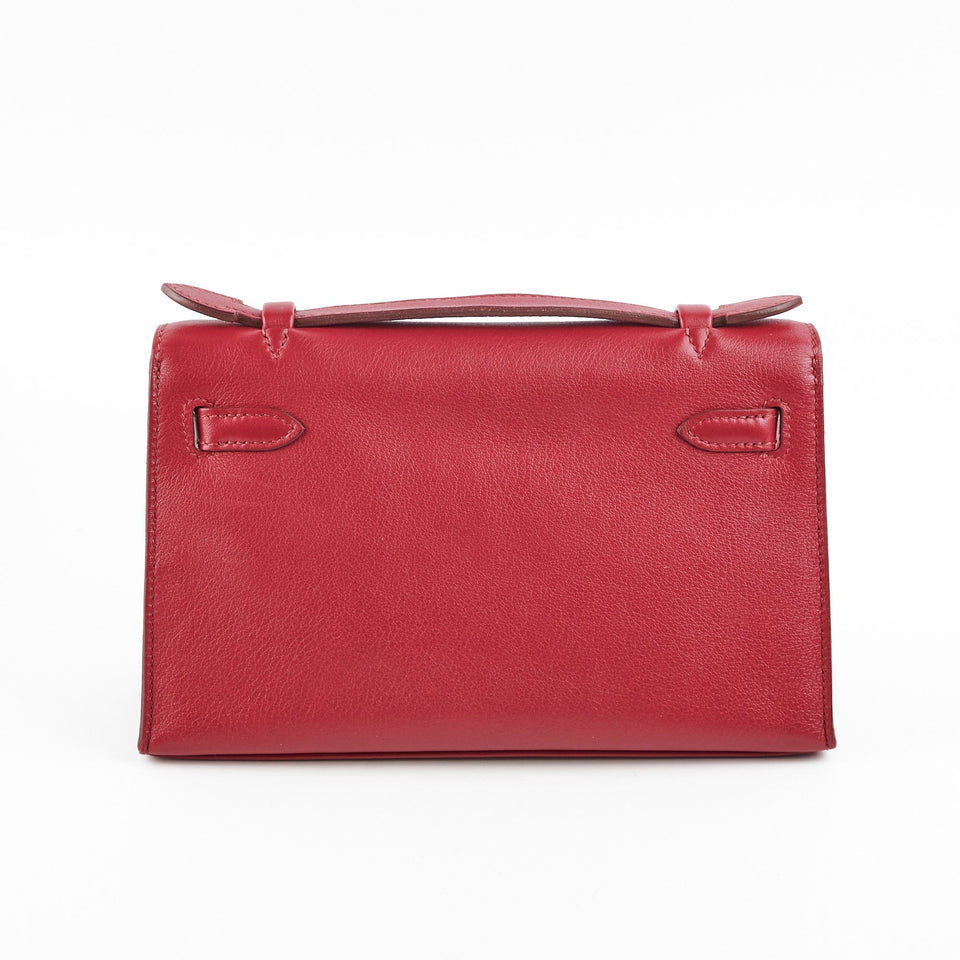 Hermes Kelly Pochette Swift Burgundy - O Square