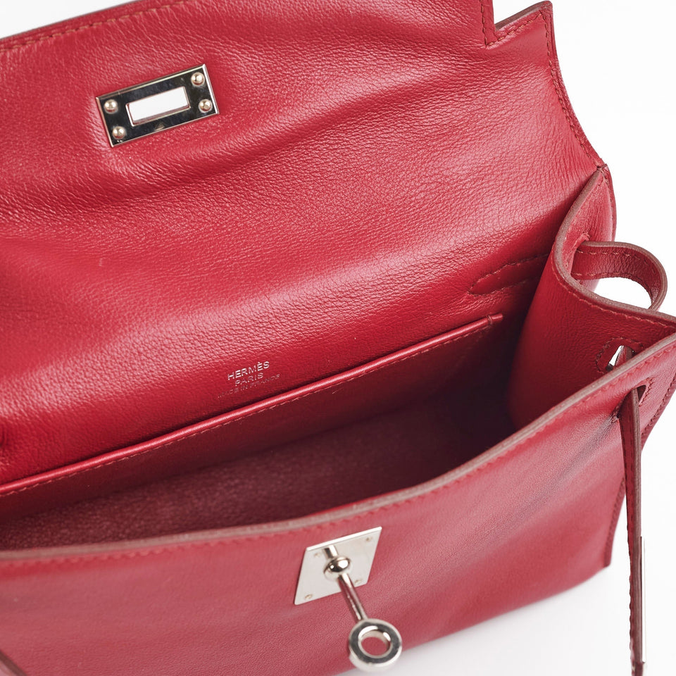 Hermes Kelly Pochette Swift Burgundy - O Square