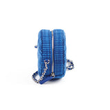 Chanel CC Tweed Mini Round Clutch with Chain Blue 2019