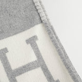 Hermes Avalon Throw Blanket Ecru and Gris Clair