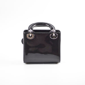 Christian Dior Mini Lady Dior Patent Black