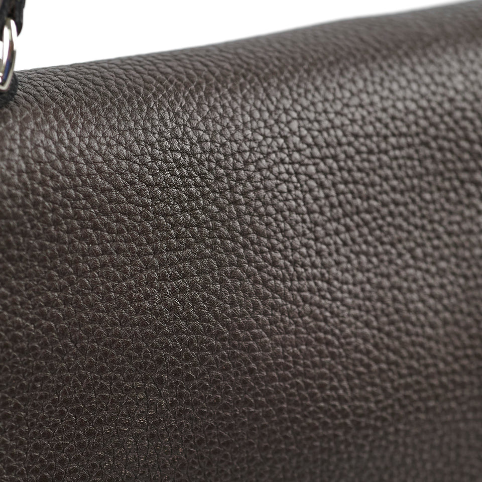 Hermes Kelly 35 Clemence Chocolate Square O Stamp