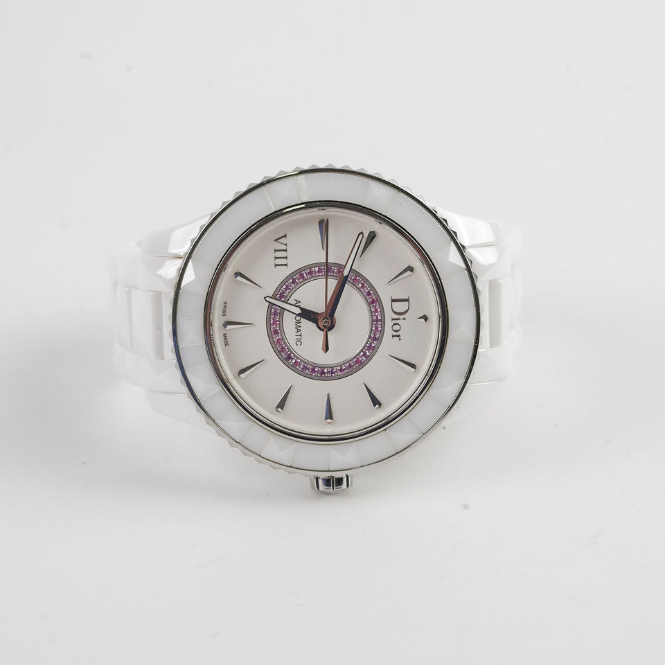 Christian Dior White VIII Pink Sapphire Set Dial 38mm
