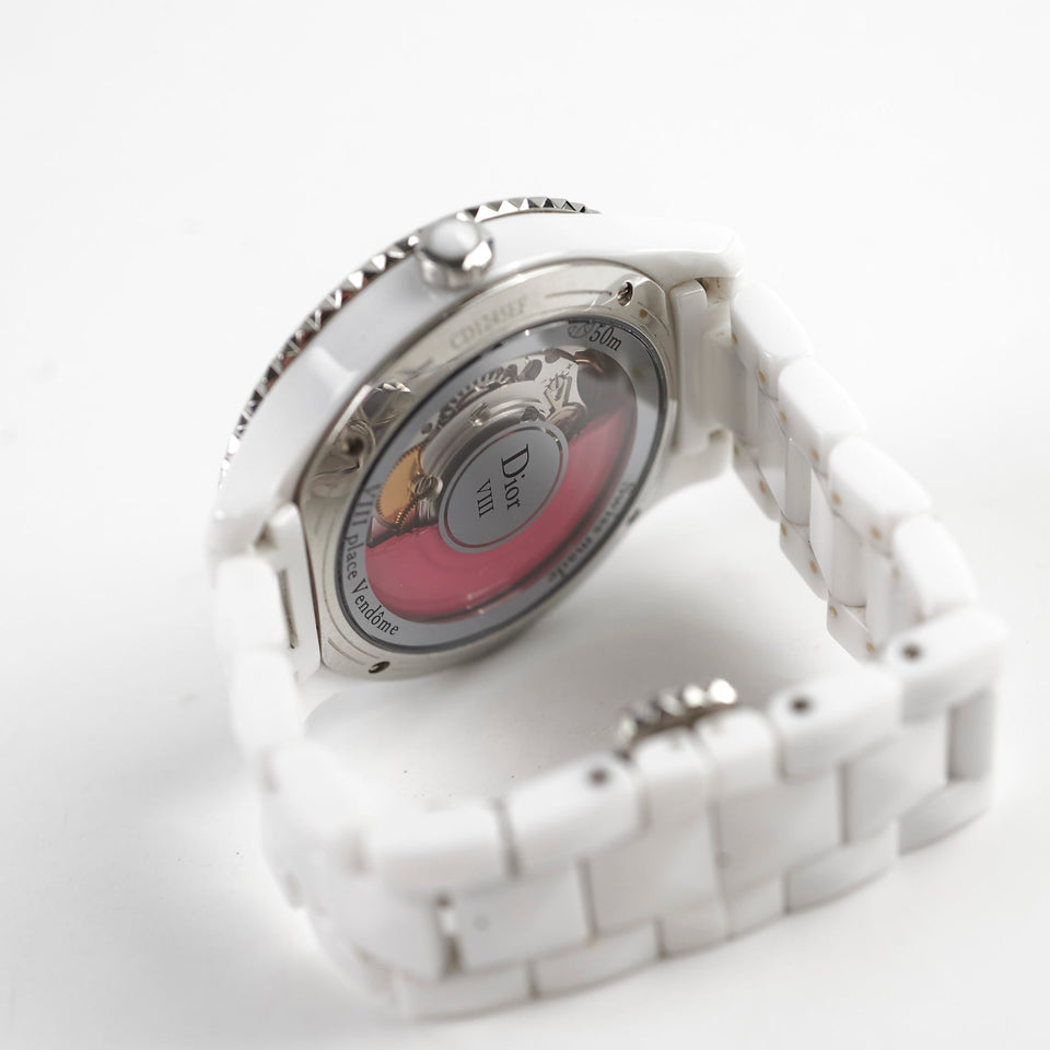 Christian Dior White VIII Pink Sapphire Set Dial 38mm