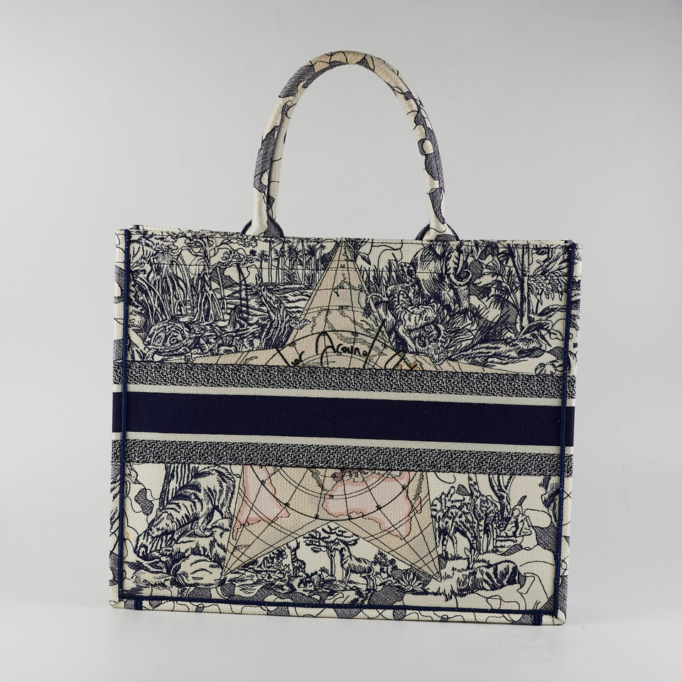 ITEM 20 - Dior Large Book Tote Around the World Navy